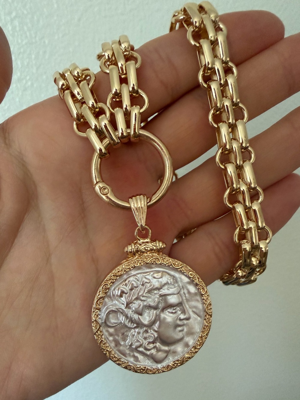 Athena Heritage Coin Necklace Luxury Grecian Medallion Jewelry - Picture 6 of 6